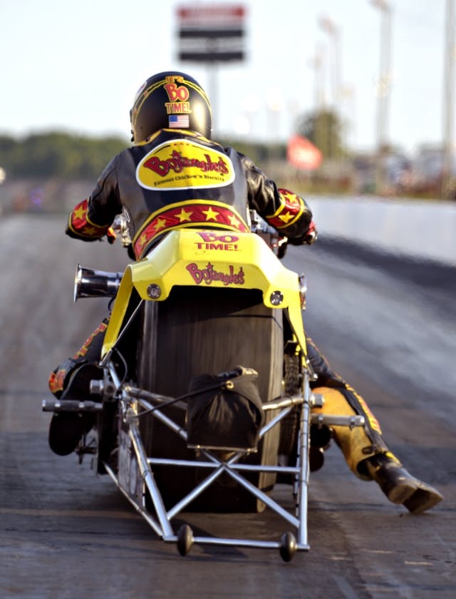 Mark Cox added his name to the list of first-time winners from Bradenton, taking down top qualifier Joey Sternotti in Nitro Harley.