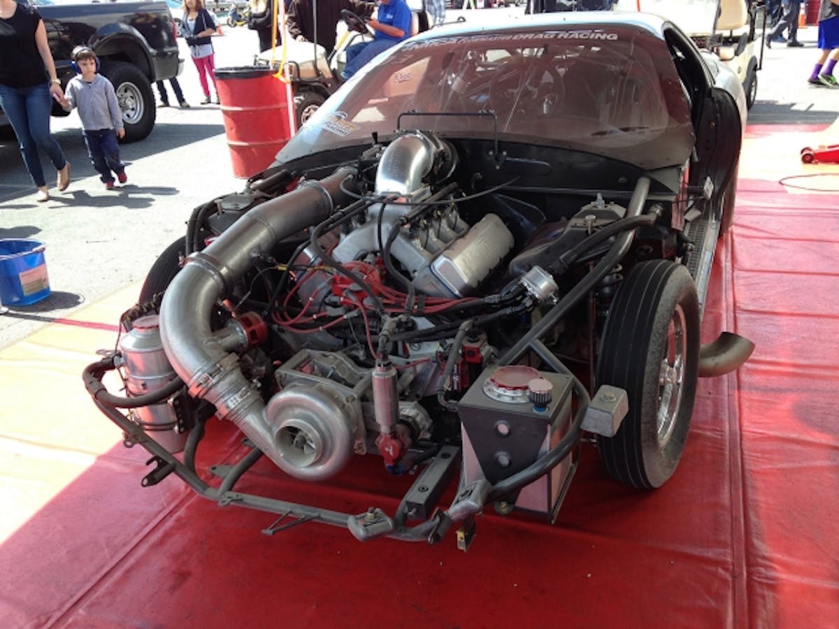 Here's the Camaro after it's unplanned trip to the beach at the end of the Auto Club Dragway after a 7.52-second blast in the first round of eliminations.