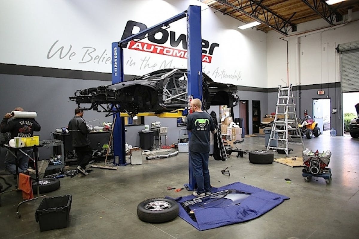 Here is BlownZ getting stripped in preparation for getting dropped off at PMR Racing.