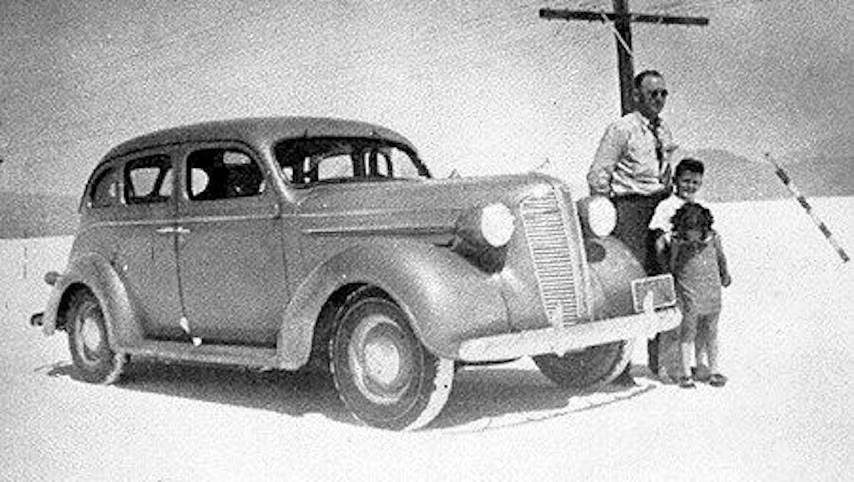 Mickey, his dad and his sister Collene at Bonneville in 1937 the place where it all began.