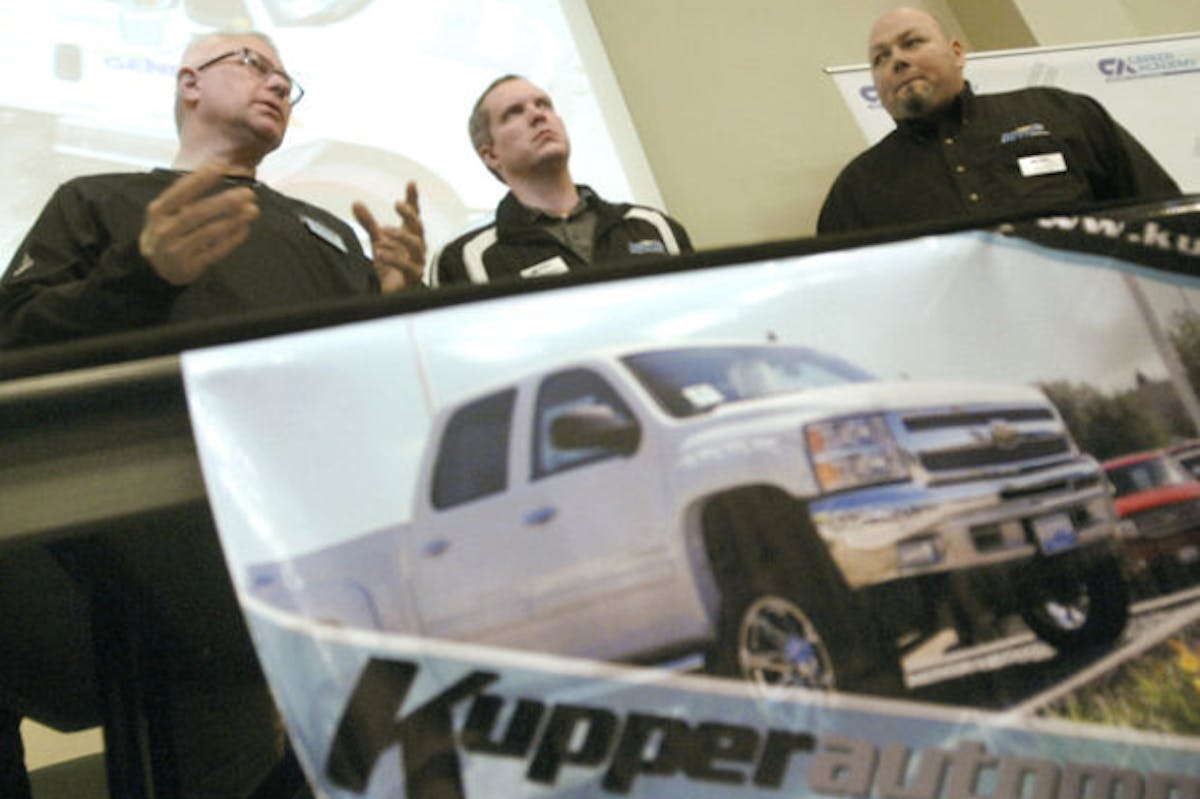 Kupper Chevrolet was on hand to explain its reimbursement program to the throngs of students at the jobs fair.