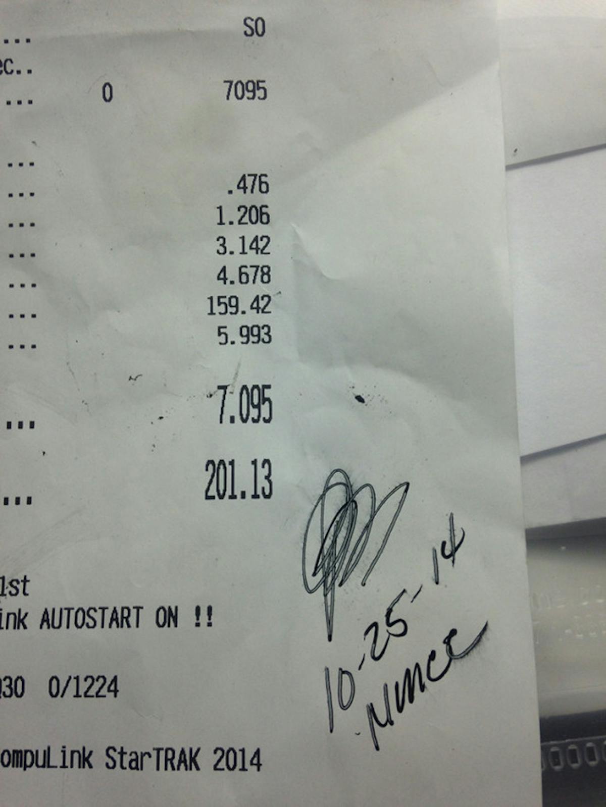 Our best e.t. in 2014 was a 7.09 at 201.1 mph in the third round of qualifying at Fontana at the NMCA Finals. Gustafson out qualified us with a 7.10, it was that tight. We were both submitting the timeslips for NMCA records when vying for a close championship chase that could come down to the 50 pts.