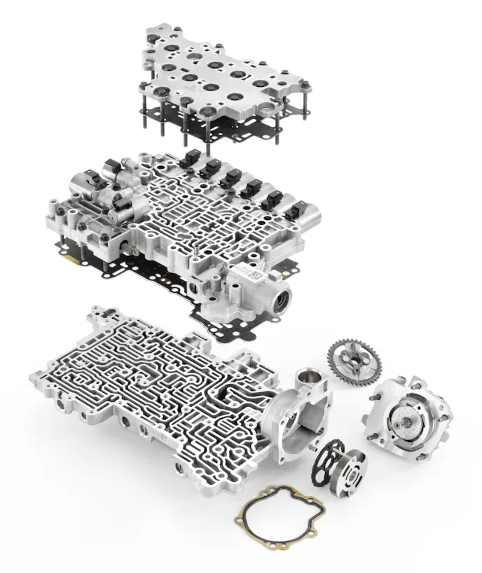 The new 8-speed uses a binary off-axis pump located in the valve body.