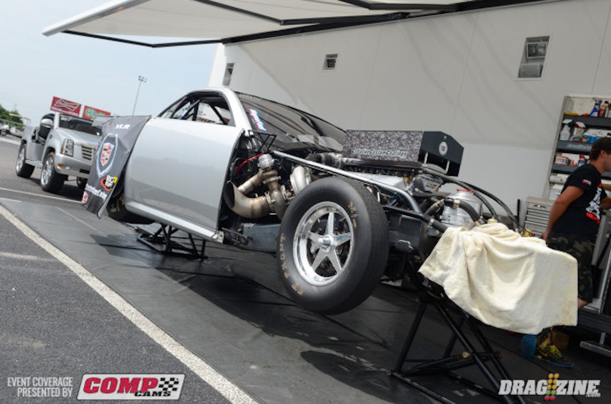 Local Missourian Scott Lowery campaigns this stunning Cadillac CTS-V in Outlaw with a turbocharged Hemi between the pipes. Lowery gets assistance from fellow St. Louis-area racer Mrk Micke and Mark Woodruff, so he's certainly not short on knowledge. Lowery current sits fourth in qualifying after two sessions with a 4.63 best.