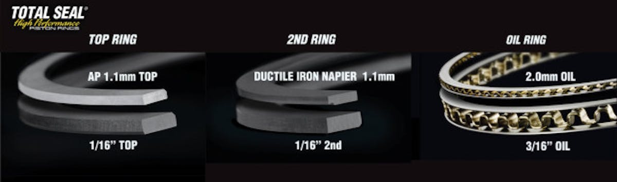 One of the major advantages of a crankcase vacuum control system is the ability to run a higher efficiency, lower friction ring stack. Total Seal makes a variety of ring thicknesses and tensions to accommodate every racer’s needs.