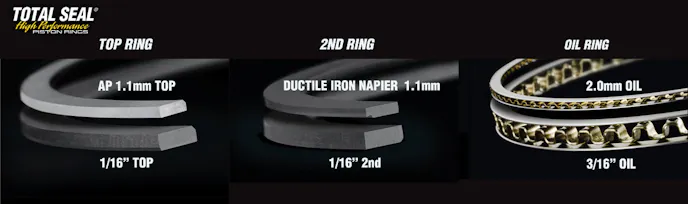 One of the major advantages of a crankcase vacuum control system is the ability to run a higher efficiency, lower friction ring stack. Total Seal makes a variety of ring thicknesses and tensions to accommodate every racer’s needs.
