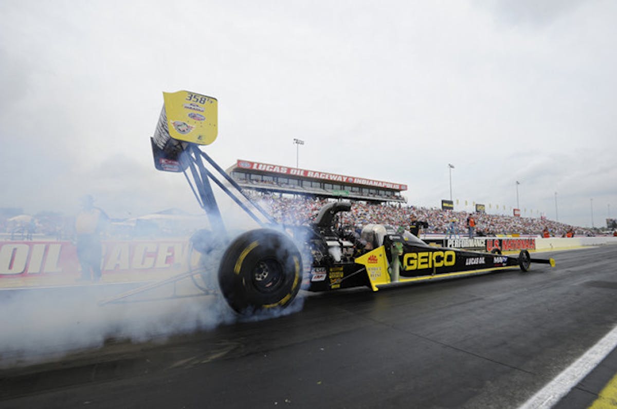 Morgan Lucas Racing rookie driver Richie Crampton scored the biggest win of his young career on Labor Day weekend in Indianapolis at the 60th anniversary NHRA U.S. Nationals. Image courtesy NHRA/National Dragster