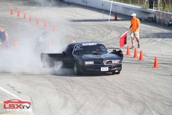 Of course, all forms of motorsports come with an element of risk - this 'Bandit' Trans Am got a little smokey on the autocross course, but thanks to a very rapid response from the corner workers, the damage was only cosmetic.