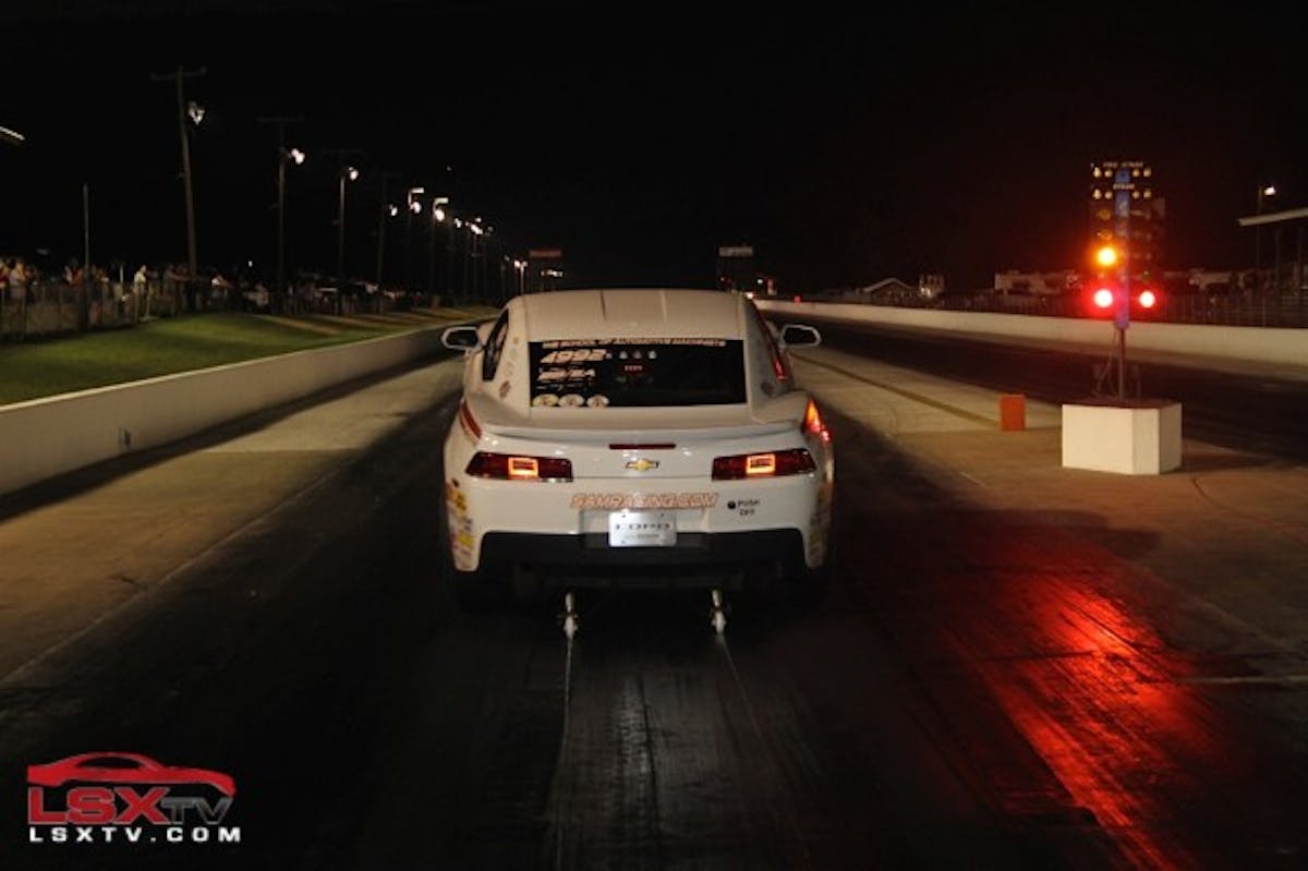 Brian Massingill goes wheels-up in the final round of COPO Shootout qualifying.