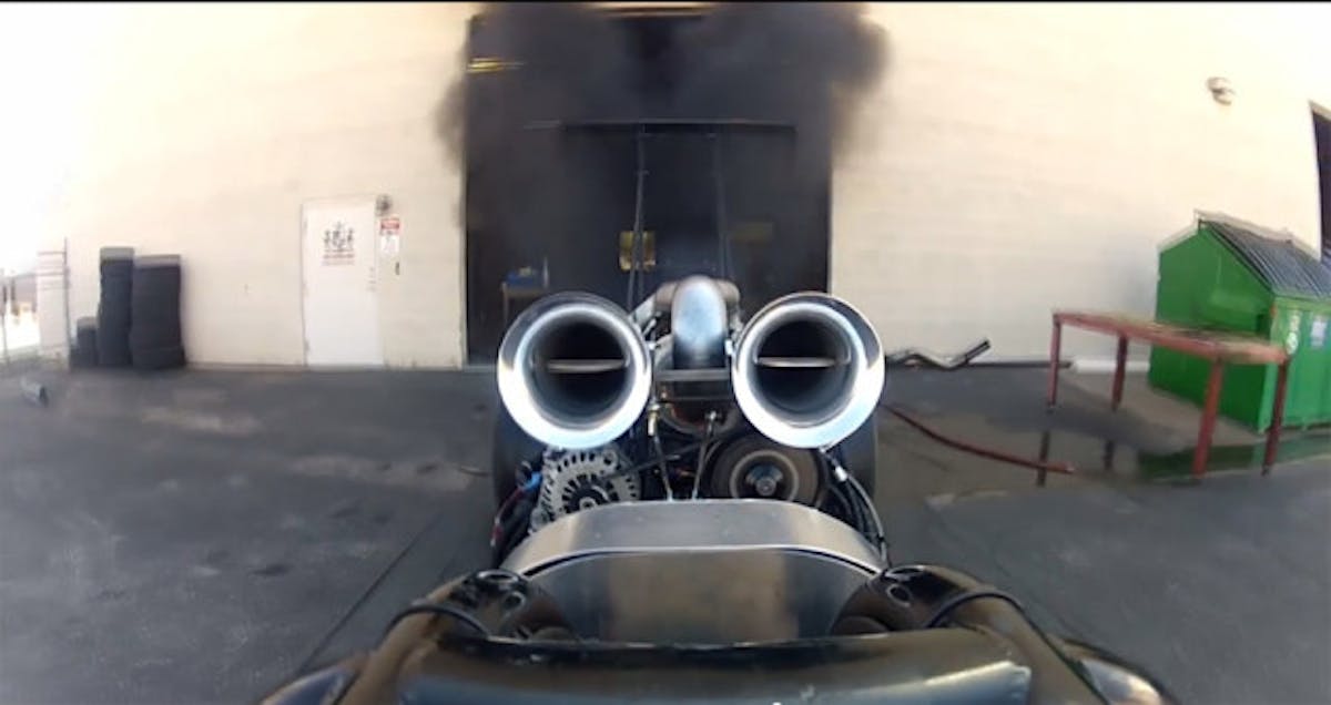 Just after they release the brake, the engine goes almost clean.