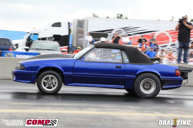 Robert Curujo hold down thenth in Ultimate Street with his familiar convertible 92 Mustang based out of Washington, NJ. Ultimate has a full 32 car field for No Mercy V.
