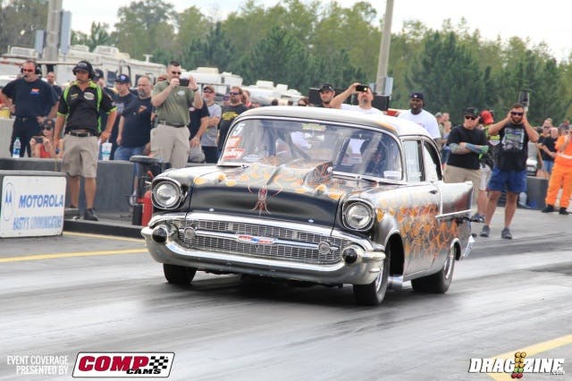 Arnen Maghbession made the ride from California with one of the most recognizable car on the west coast. His flamed 57 Chevy is a familliar sight at NMCA West, PSCA and West Coast Hot Rod Association.