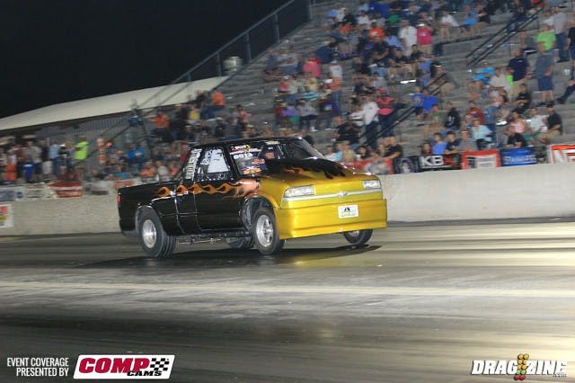 Ultimate Street umber one qualifier Shawn Pevlor and record holder had ran well all day and knocked down low ET in round three in his win over Robert Rogers with a 4.99 at 139 to Rogers' 5.12. He met with Brian Keep's flamed S-10 in the semi final running a 5.008 at 140 to earn the win over Keep's game 5.16 at 136, his best effort of the weekend. 