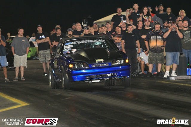 Rob Corujo had lane choice over Thomas Cox in the other pair left and put up a .011 reaction time to Cox's .050. He would need that holeshot as Cox went on to his best of event 5.078 at 138. Corujo would get the win despite his slower 5.091 at 137, also his best of event effort. Rob Corujo shown.