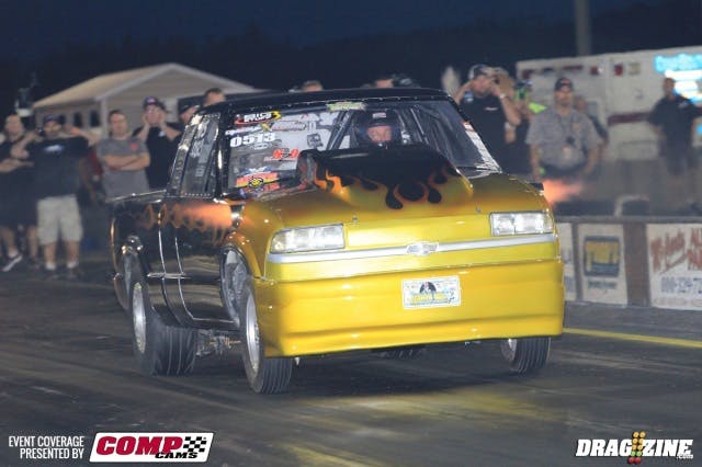 Brian Keep has made some consistent runs so far this weekend landing ninth with a 5.28 in the field of 28 Ultimate Street cars. He is off pace a bit but the flames sure are awesome.
