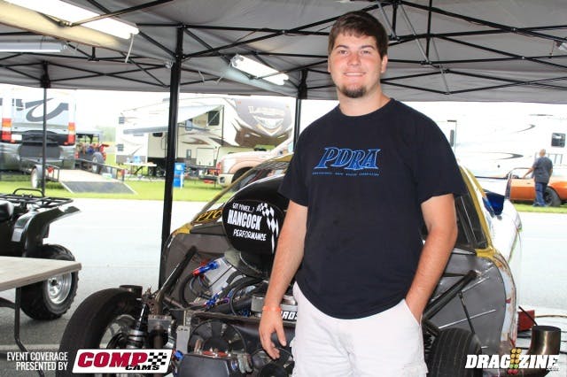 Jamie Hancock landed tenth in Radial vs the World qualifying last night in the first full pass on the car since changing to a lock up converter. The swap required a trans member cross member relocation due to the longer set up. The team was very satisfied with the run and is looking for an .11 or .12 this morning.