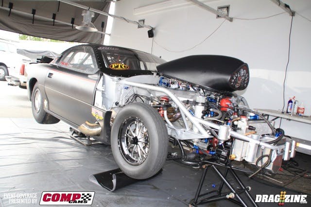 Kyle Huttel's team had some work to do last night after losing a piston in qualifying. It takes about 3-4 hours to pull one head and make the repairs Crew chief Billy Stocklin said they are "ready to go" this morning. He ran a 4.13 on Wednesday making him the quickest nitrous RVW car.