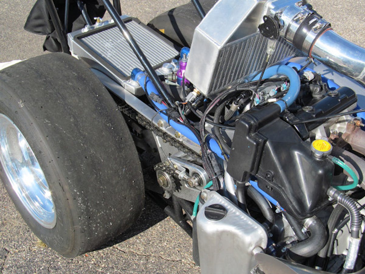 It doesn't get much more unique than this -- electronic fuel injection, a dry sump oil system, and an intercooler feeding the Precision 626 turbo.