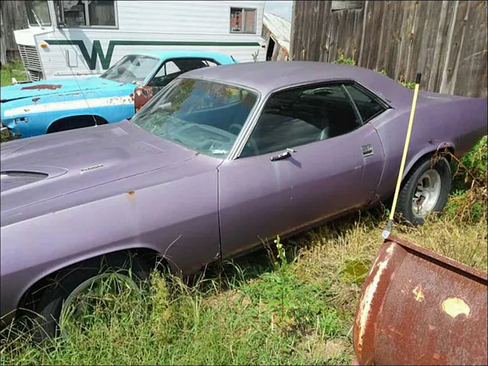 Plymouth Cuda purple farm