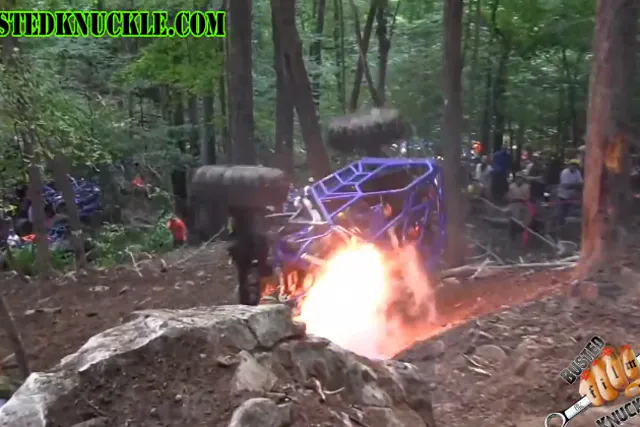 This fellow was lucky nothing caught on fire after a rollover down the hill.