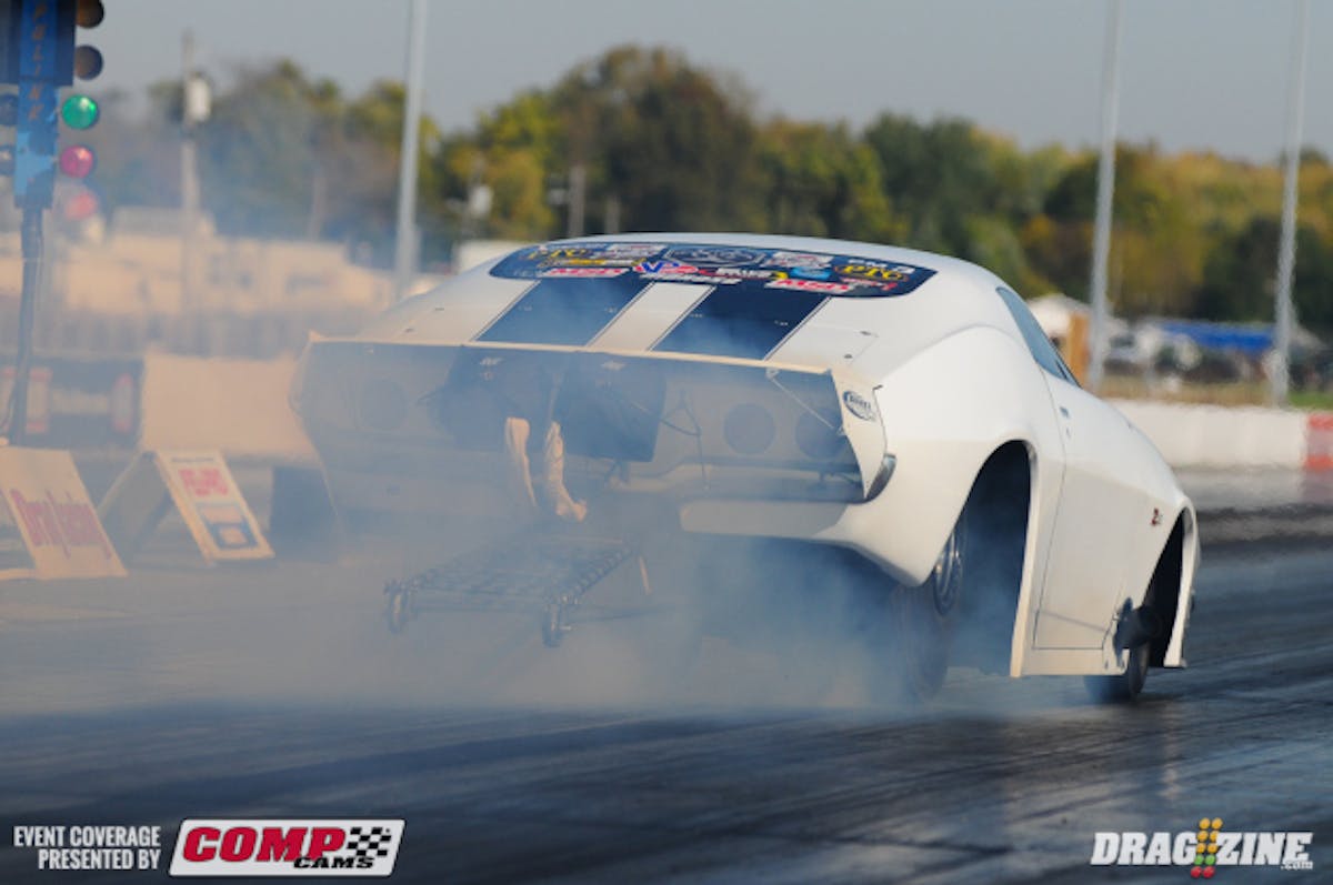 All Steve Summers had to do was take the green in the second round of Pro Mod to clinch the championship, and he did just that on his competition bye run. And in a display of sportsmanship, good friend Dan Green, whose son Josh lost the championship to Summers last night, was out on the starting line to assist the team and offer a round of applause.