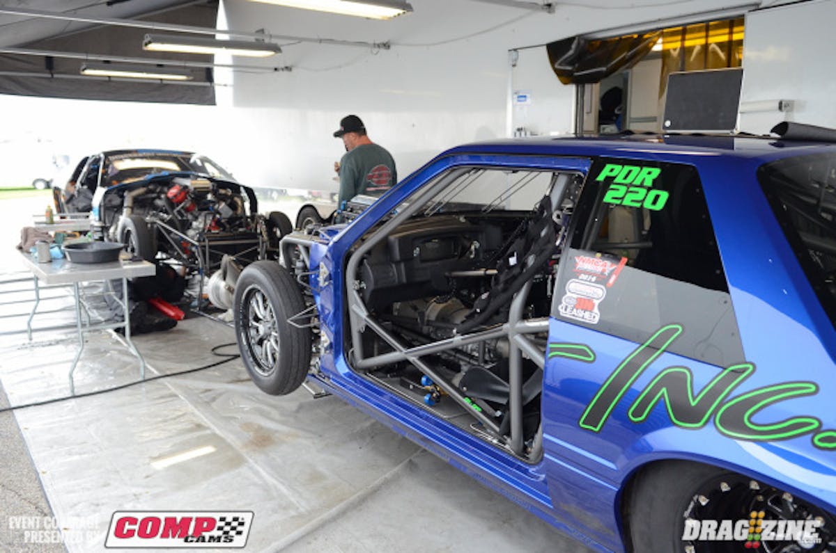 The formidable team of Kevin Fiscus and Josh Klugger are doubling-up this weekend, with Fiscus running the team's Pro Modified Mustang and Klugger handling the driving chores of the gorgeous new Racecraft Inc. Radial Wars Fox body Mustang. At the recent No Mercy V race in Georgia, Klugger debuted the new machine and quickly dipped into the four-teens, so he could well be a player this weekend.