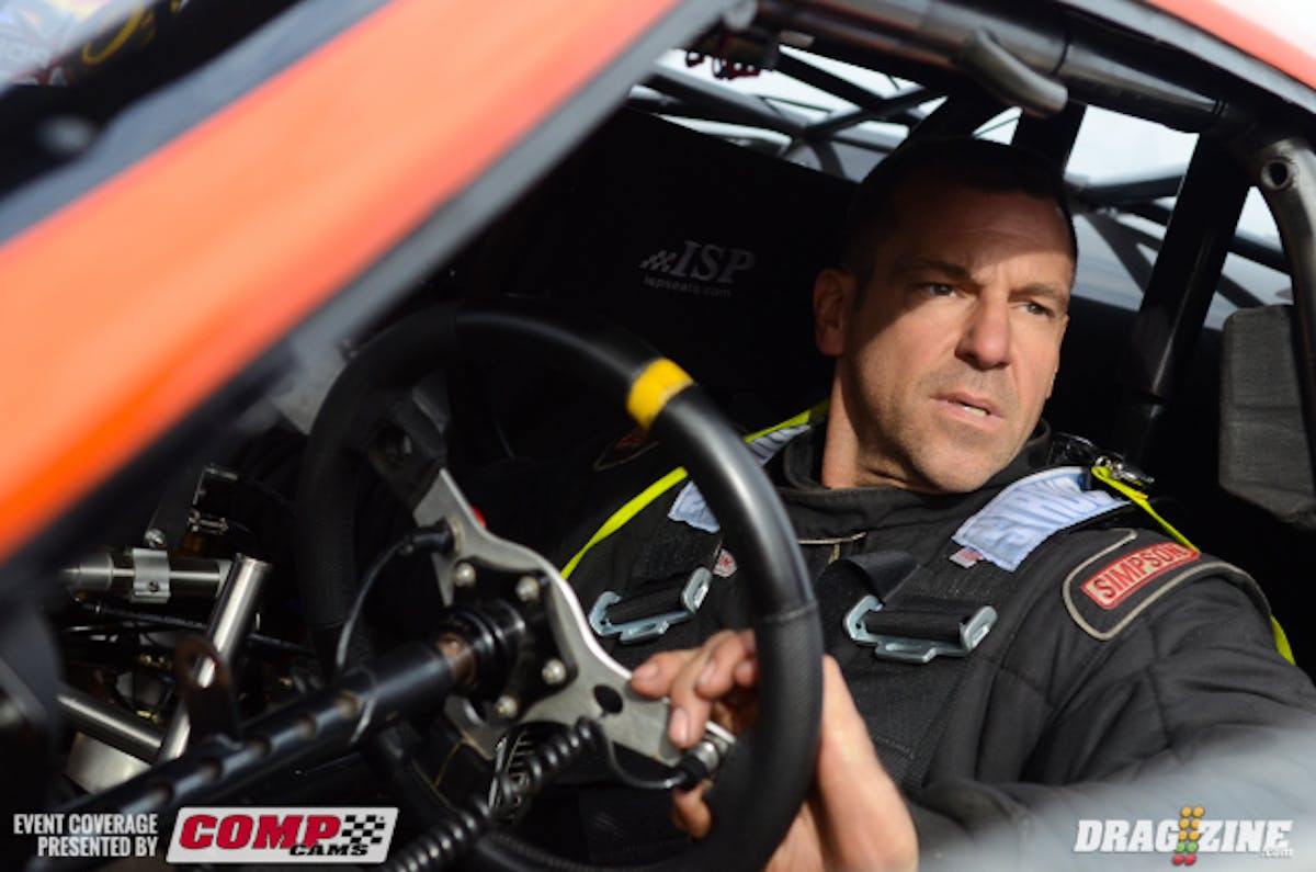 Brian Hicks also got in on the 5.80 parade in Pro Mod, negotiating his twin-turbo Duster to an impressive 5.875 at 242 mph to position himself four in the 14-car field.