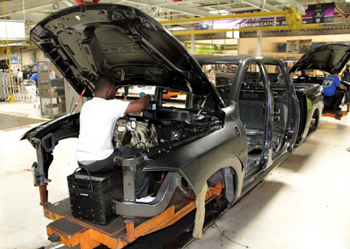 Deonte Clark preps a Ram 1500 for EcoDiesel powertrain installat
