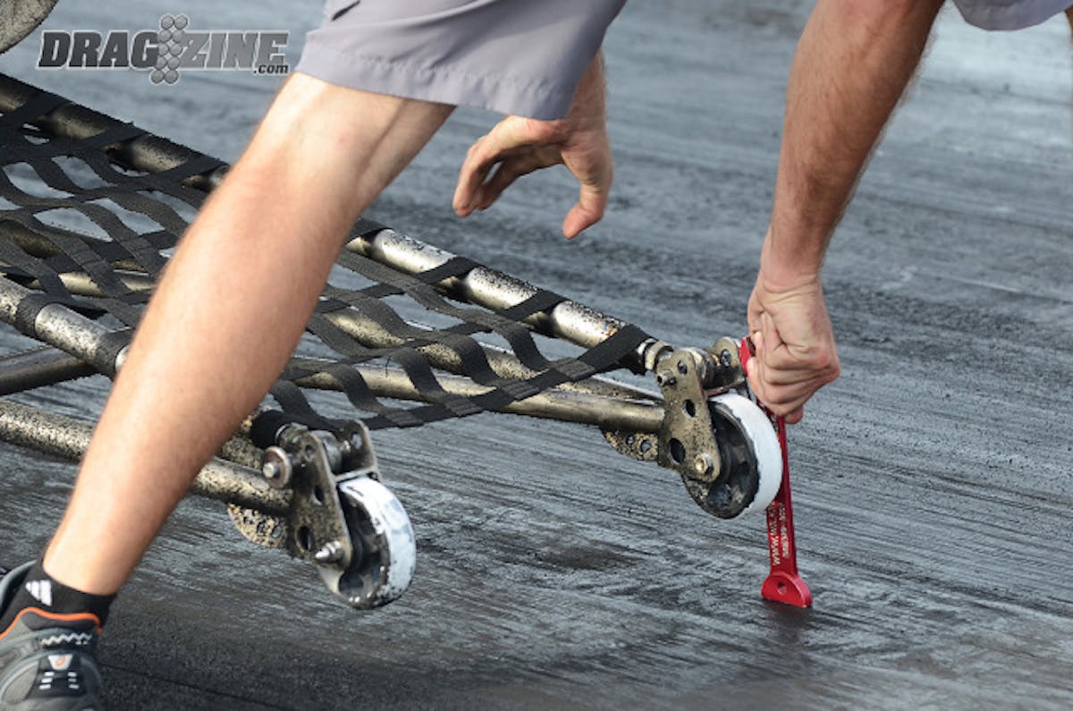 Wheelie bar height can have a dramatic effect on the attitude of a race car. Keeping the tire planted just enough to retain traction without giving it full bite and shaking the doors off.