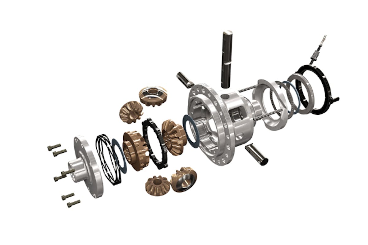 The pinion and locking ring design of the Eaton ELocker can be seen in this exploded view. 