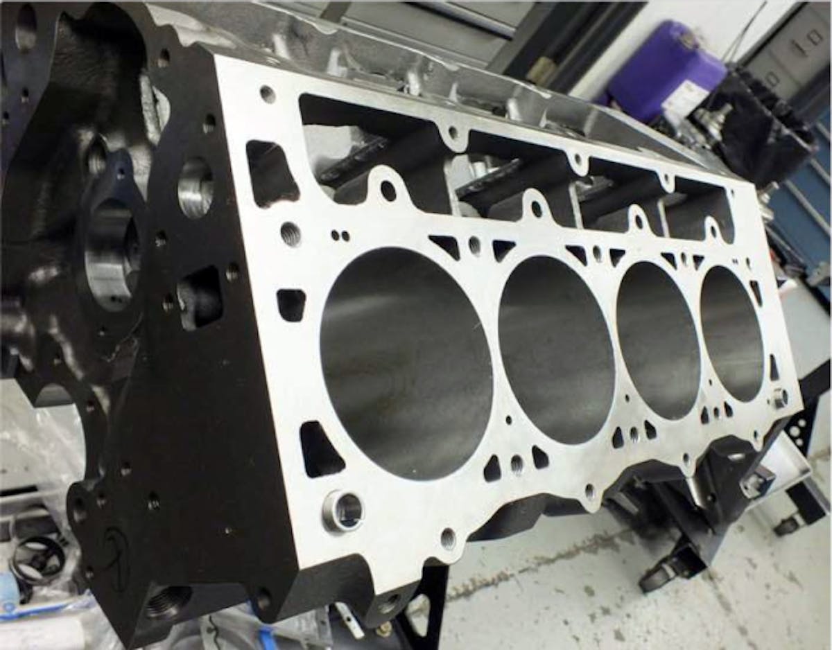 A shot of the LS Next's deck surface while sitting on an engine stand waiting for final prep at Pettis Performance.