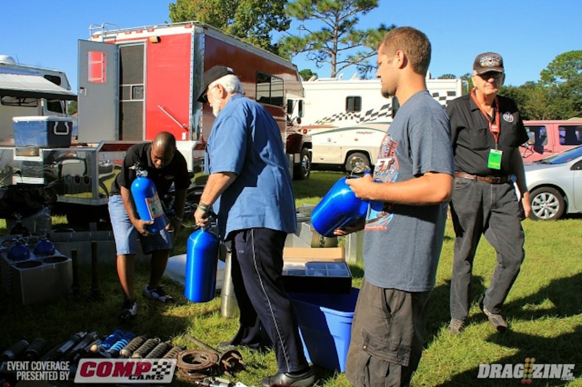 Stanley Albritton Racing is set up selling parts and filling nitrous bottles this weekend with several racers in line for fills this morning.
