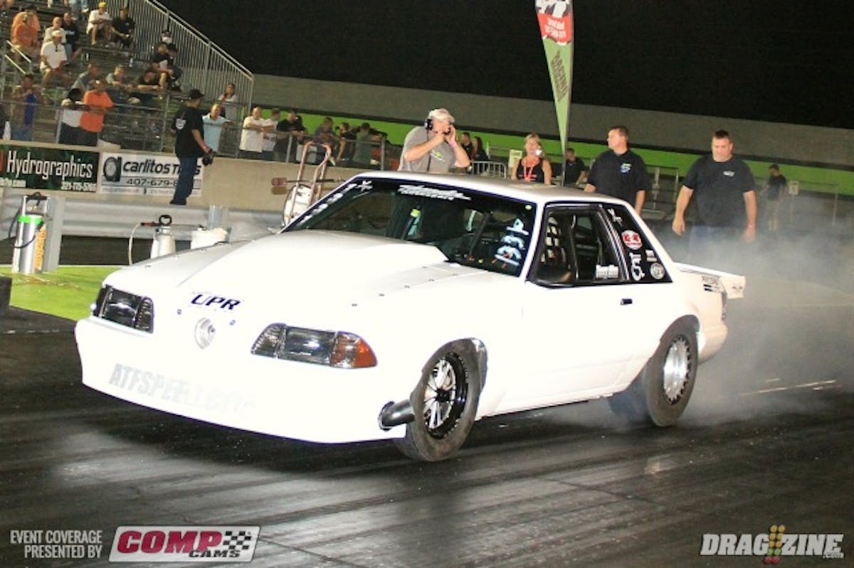 With fourteen cars so far in Heavy Street it's shaping up nicely and has been one of the more popular classes here at Orlando for some years. Tony Alm took the number one spot in his 275 drag radial equipped Mustang with a 7.23 at 198. He is double entered in Outlaw 275 as well were he managed second spot with a 4.56 at 167.