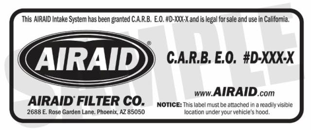 Airaid Carb Certification