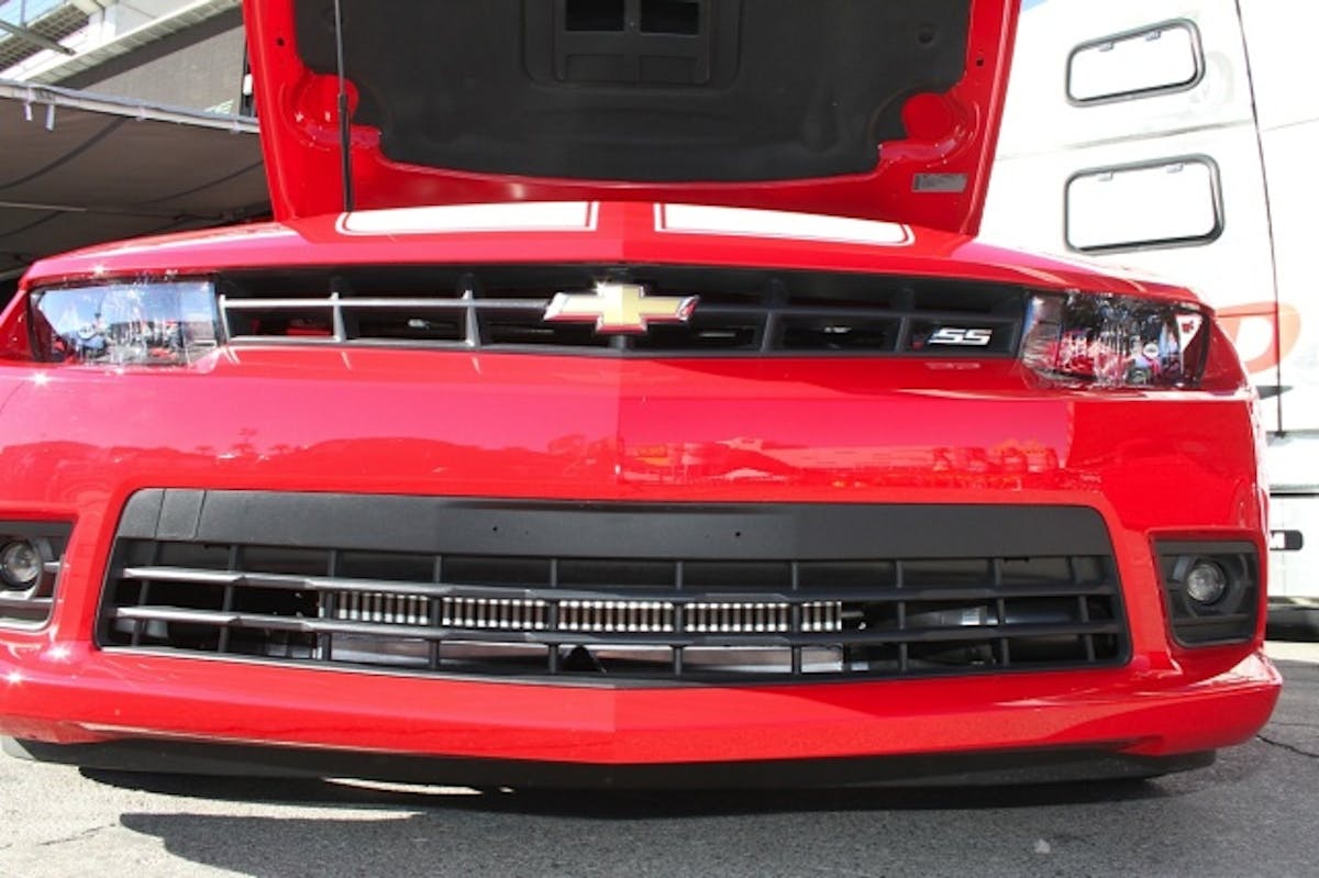 The intercooler is an air-to-air vertical flow unit with dual inlets.