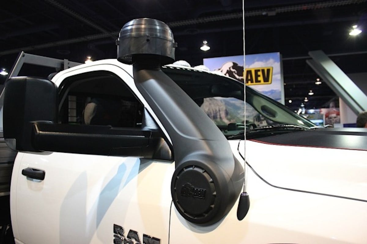 The raised air intake system is meant for 2013.5+ Cummins trucks, and will hit shelves before the year is out.