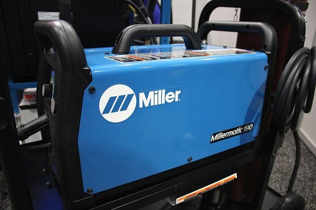 The Millermatic 190, featuring Auto-Set technology and a light 35-pound weight for easy transport.