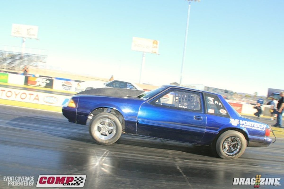 Rick Hatch is based out of Riverside, CA with his 91 notch. He runs a 351 Ford small block and put up a 5.32 at 130 for eighteenth in class so far.