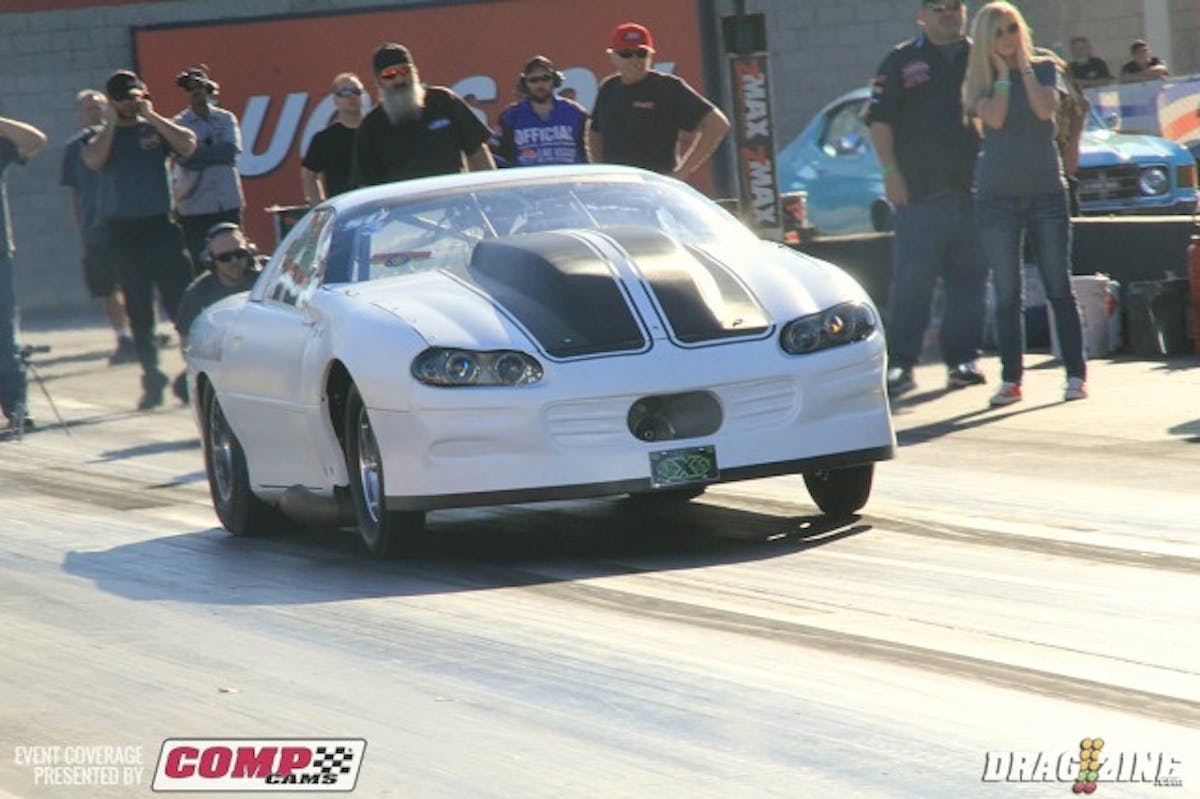 James Lawrence and the Dragzine crew found their issue and jumped to second spot with a 4.66 at 157 MPH in the Temucla, CA based 2002 Camaro runnign a 402 ci LSX engine.