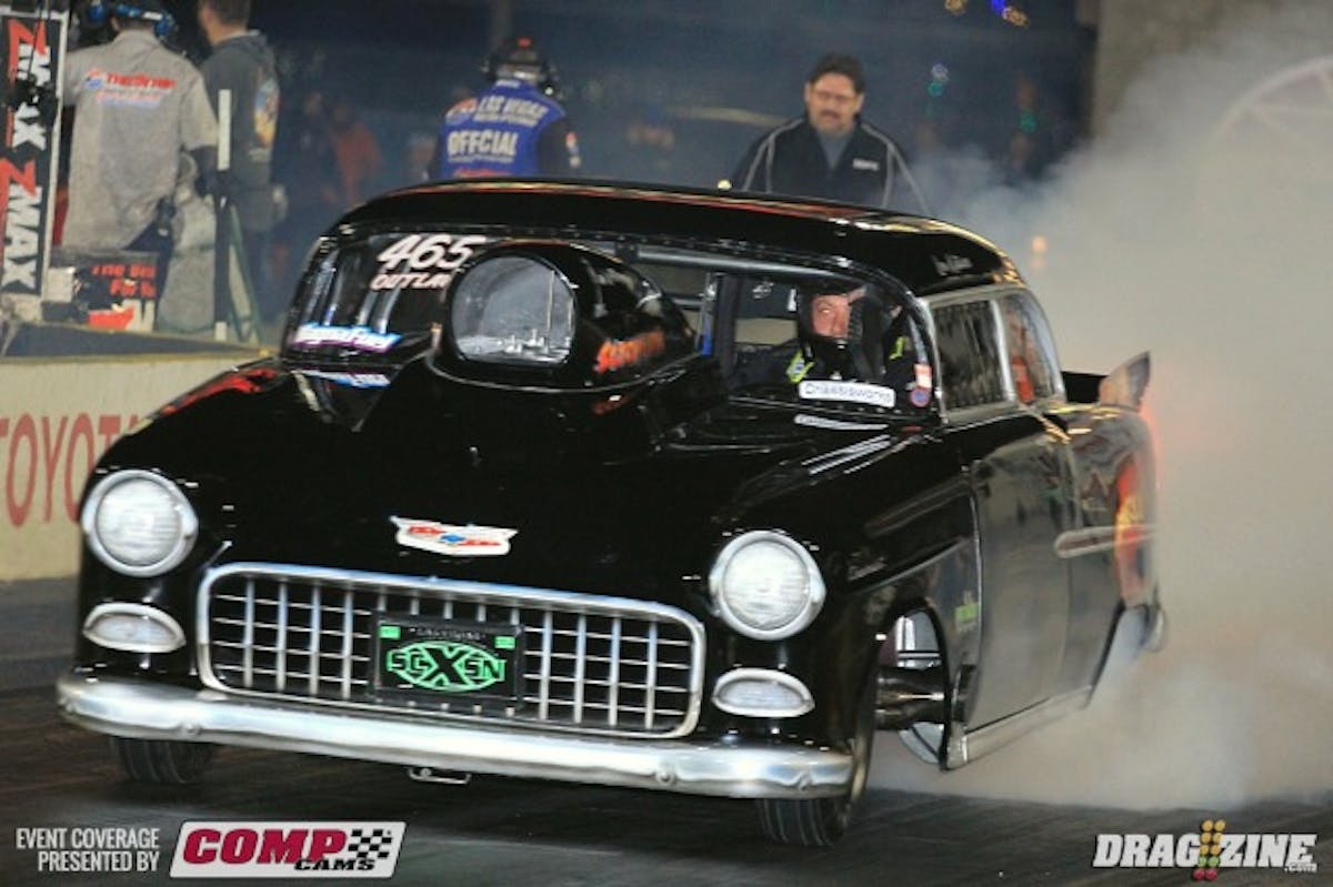 Louis Katsaros runs this 55 Bel Aire out of Albequerque, NM with a Pat Musi 665 Chevy and is always a crowd favorite. He ran better in this session with a 7.24 at 188 though he fell three spots to eighteenth.