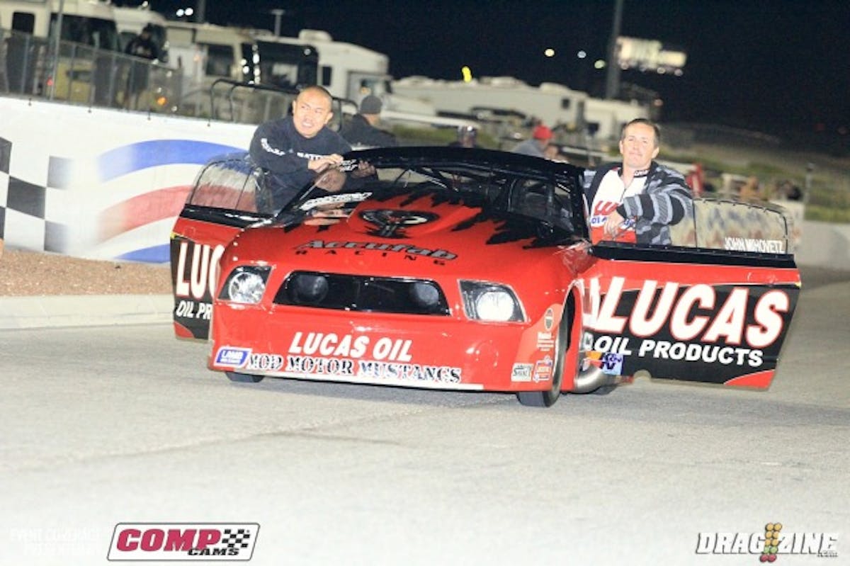 John Mihovetz improved dramatically jumping up to number two qualifier with a.26 at 241 MPH with his record setting Modular powered 2009 Shelby Mustang.