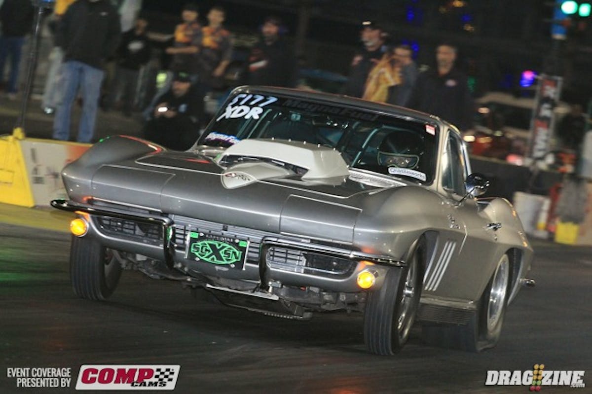 David Hildebrand runs this 65 Corvette in Magnafuel XDR/TT5 and is solidly mid pack with a 4.97 at 151 MPH.