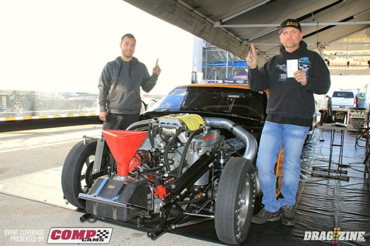 We stopped to chat with Precision Turbo Pro Mod number one qualifier Jeff Lutz this morning. Jeff freshened the engine just before this event and was struggling getting the car moving on the front half. He made some changes to the waste gates looking for a fix and the car responded very well putting down a new personal best run;  1.01, 2.63, 3.85 at 202 5.78 at 253.99 MPH. Sponsors include Pro Torque, Precision Turbo, Stainless Works,  Hoosier Tires, Rossler Transmissions,  Racepak, Big Stuff, SSI East Coast, VP Fuels and The Sign Guy. Lutz is based out of Pittsburgh, Pennsylvania. The team was at SEMA displaying his Drag Week winning Chevy and working with the Street Outlaws TV show and will head back to Oklahoma before going to PRI in Indy and then home to prepare for the 2015 season. “I have to thank all my sponsors who without their help all this would not be possible” - Jeff Lutz