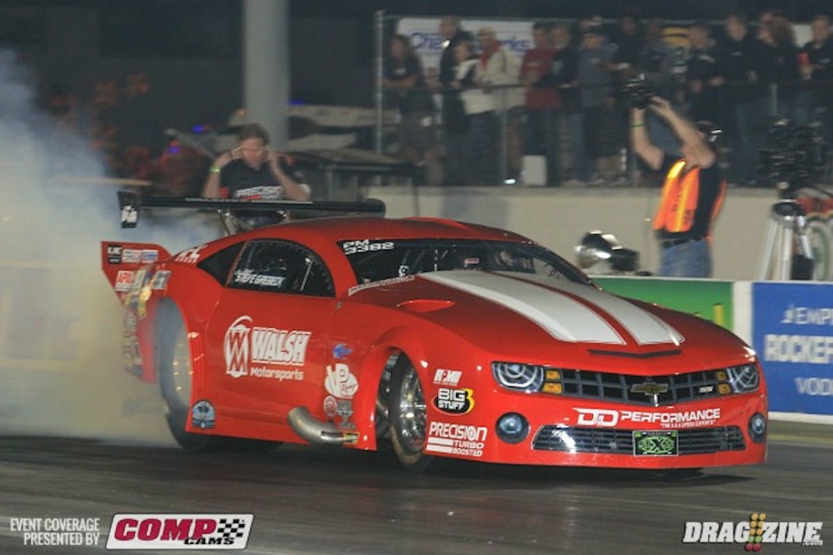 Don Walsh Jr. bumped Lutz to second in Precision Pro Mod running a 5.74 at 257 MPH in this morning session.