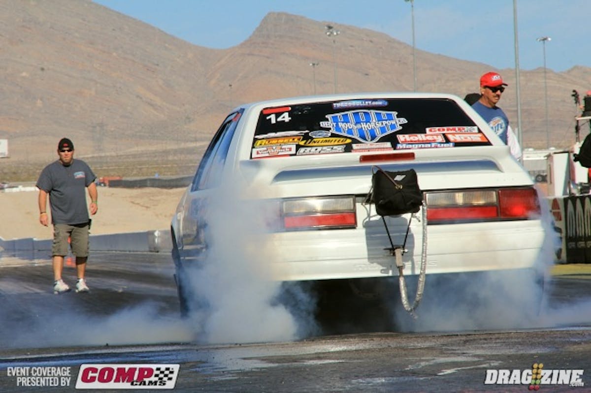 Jason Kenzevich sits thirty third in Vortech Outlaw 8.5, just .005 out of the qualified field on 32 cars with his Las Vegas based 90 Mustang. 