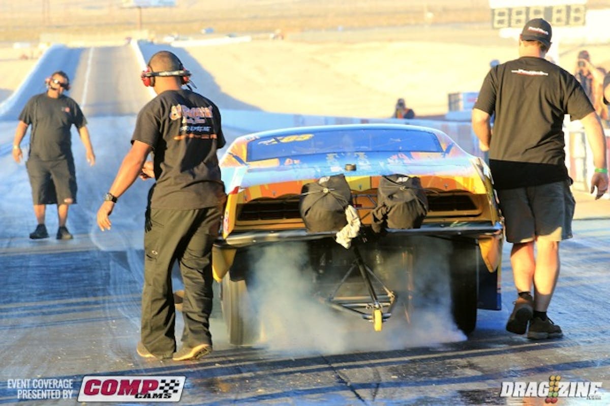 Turky Al Zafari was able to improve his ET in the final session from a 5.616 at 272.50 to a 5.599 at 271.84 MPH in the Q80 Pro Line Racing Camaro with team mate Eric Dillard also improving from his third position to second with a 5.625 at 269.24 putting the Q80 team on opposite sides of the ladder for tomorrow's eliminations.