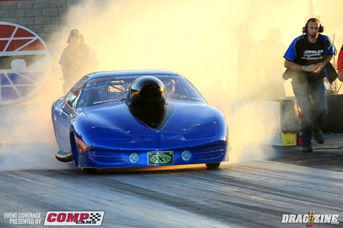 Ken Sihota had led OL 10.5 qualifying through three rounds before being bumped by Agostino. The final session pushed him back to third despite improving his ET by just over three hundredths to a 6.232, a world record for an OL 10.5 nitrous car. He runs a Fulton 833 in the Firebird which formerly was campaigned in Pro Stock by Ritchie Stevens before being modified for outlaw racing. Sponsors include MWH Trucking and Excavating, Gradar Holdings, Rip Tide Towing and Water Taxi, Vagellis Grill and Lounge, TJ Racing, Landmark Realty Limited, Bucky Racing, Choice Mechanical, Ken's Specialty Automotive White Powder Coating Limited and Tri City Cutting and Boring.