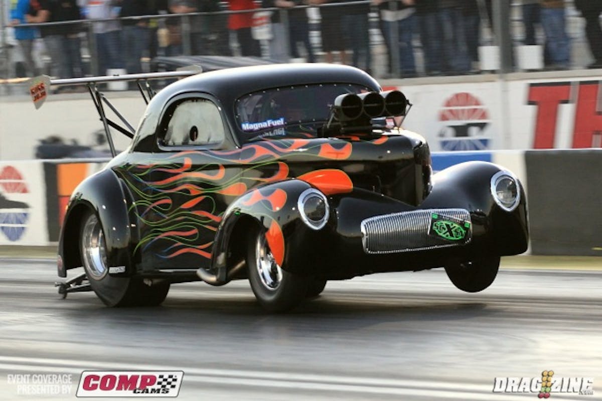 One of the more interesting rides int he class is Kelly Harvey's 41 Willys. He runs a BAE 521 and qualified eleventh with at 6.68 at  191 MPH.