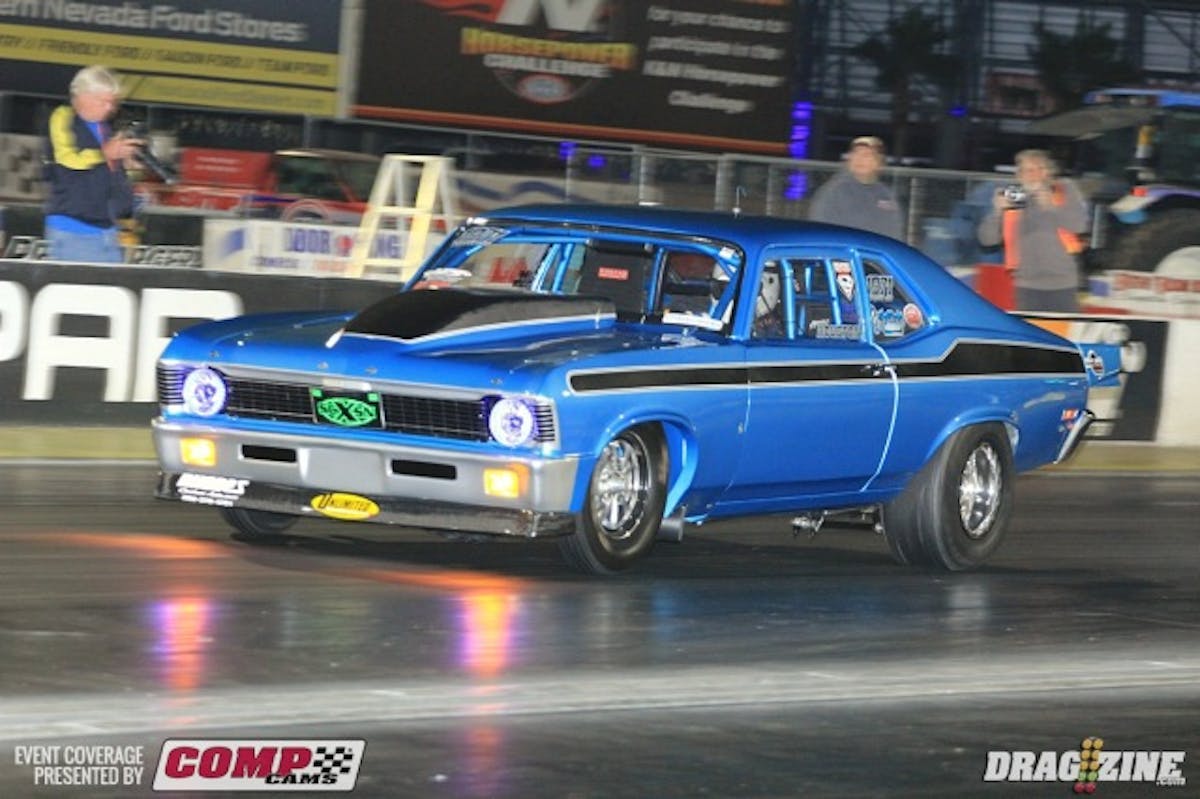 Artis Houston is back to racing after his crash last year with a rebuilt car and this is the first time out after repairs. he made some motor only runs earlier in qualifying before turning on the bottle and running a 4.96 at 145, good for tenth in class.