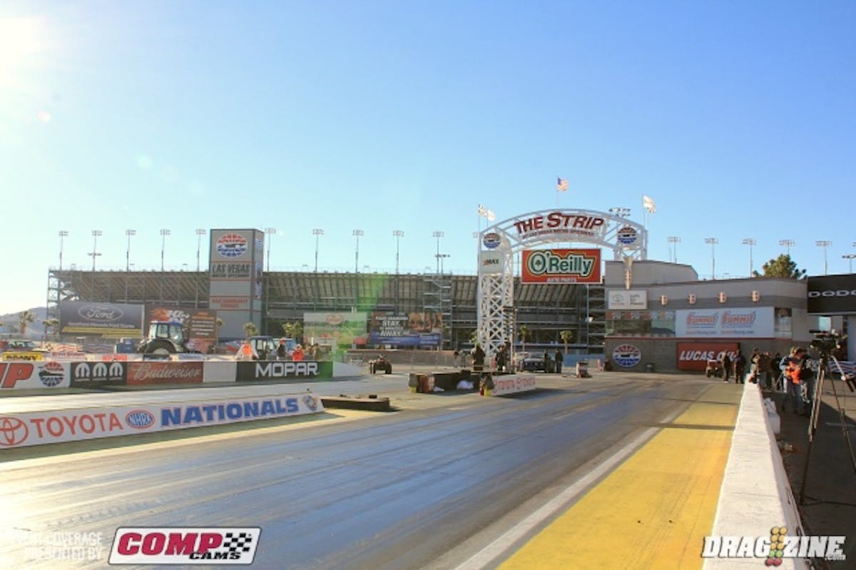 It's a great day for racing here at The Strip in Las Vegas with sunshine and blue skies across the desert.